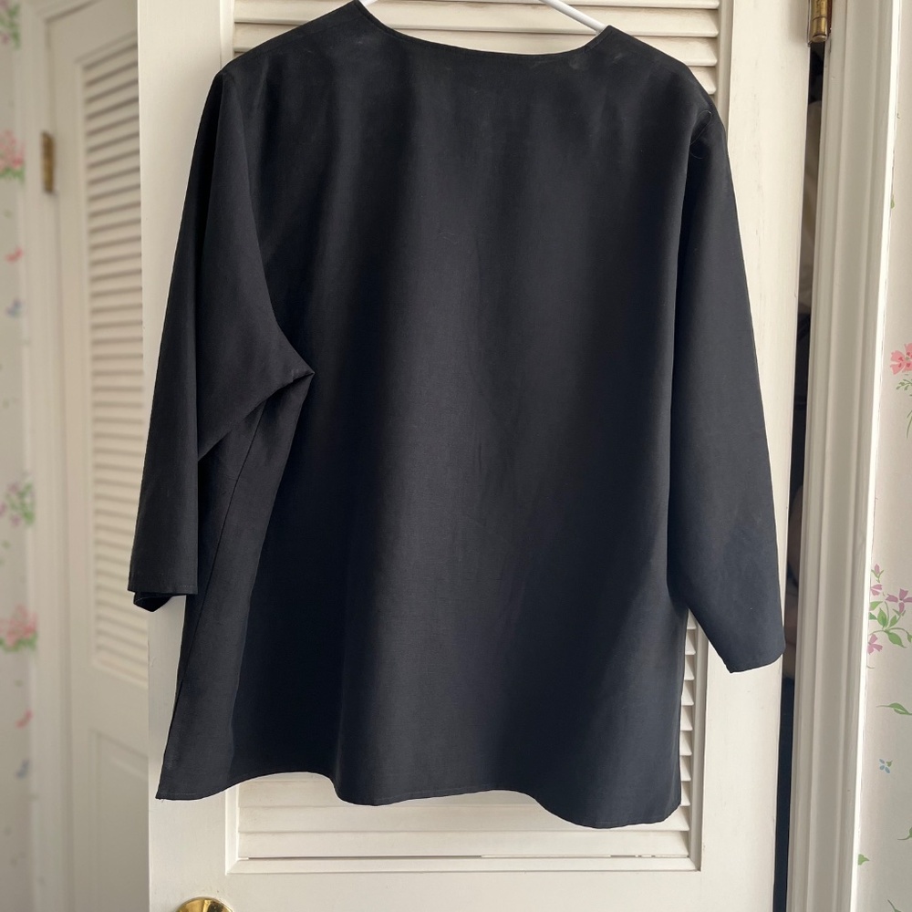Liz Claiborne Black Minimalist Silk and Linen Swing Jacket 2X - Picture 3 of 8